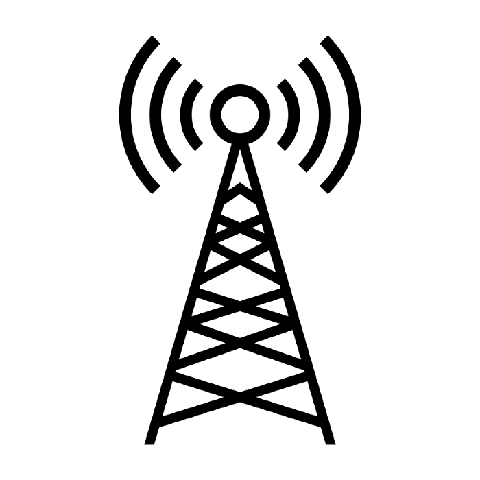 Radio transmission tower. Communication tower. Cellular operator's sign. Vector.