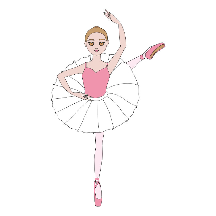 Illustration of a simple dancer_a ballerina practicing Italian fette_with main line