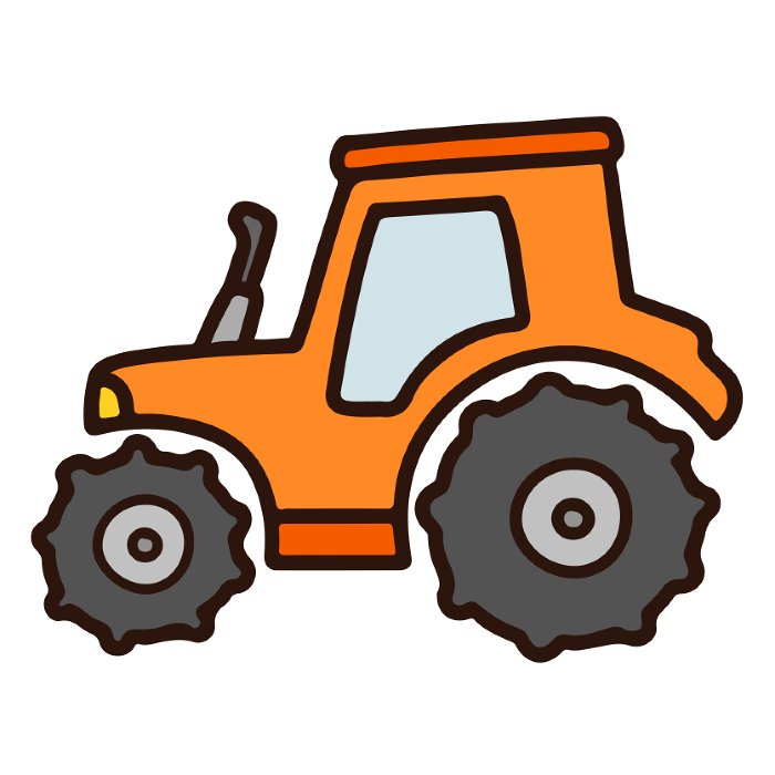 Illustration of a simple and cute orange tractor with main line