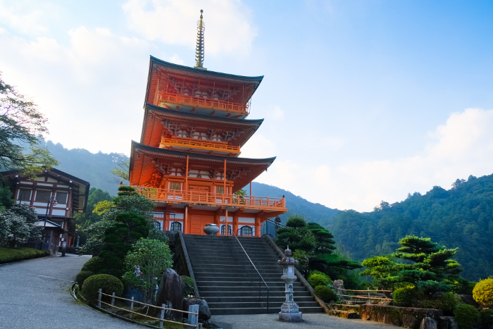 Three-storied pagoda of Kumano Nachi-taisha Shrine, Nachikatsuura-cho, Wakayama Prefecture