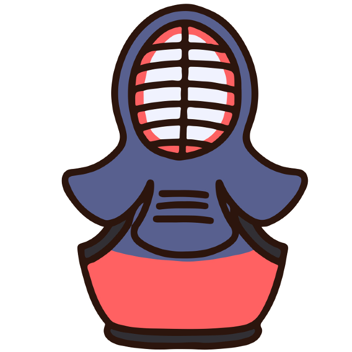 Illustration of hand-drawn kendo protective gear with main line