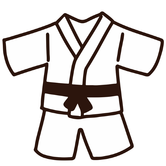 Clip art of simple and cute judo uniform with main line