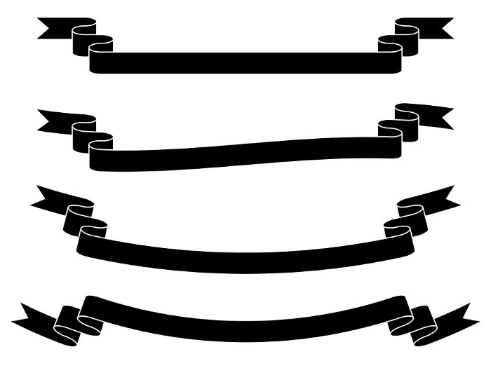 Set of simple, long monochrome title ribbons (black)