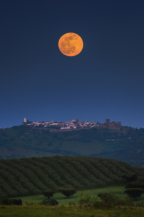 Full Moon over Monsaraz Castle, Portugal Full Moon over Monsaraz Castle, Portugal. Photographed from Dark Sky Alqueva Reserve, Portugal., by MIGUEL CLARO SCIENCE PHOTO LIBRARY