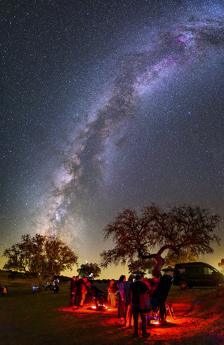 Stargazing party observing the Milky Way Stargazing party observing the summer Milky Way, Dark Sky Alqueva reserve, Portugal., by MIGUEL CLARO SCIENCE PHOTO LIBRARY