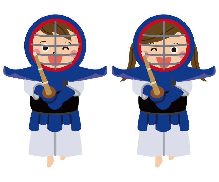 Pop children Kendo, male and female, learning to play Kendo