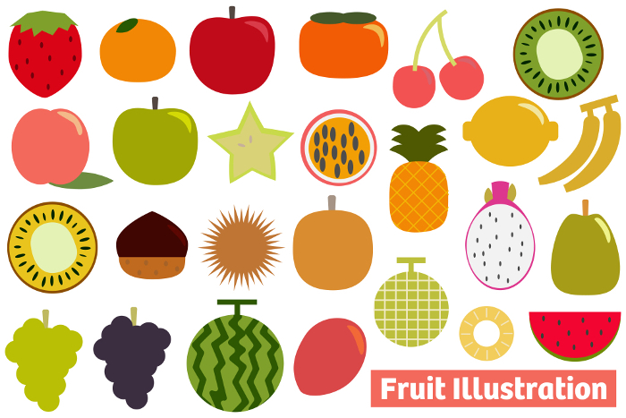 Clip art set of simple fruit