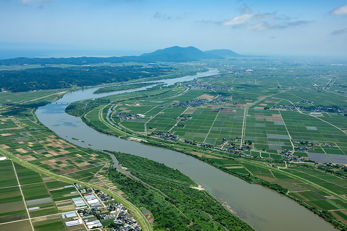 Echigo Plain and Shinano River (from Wakigawa Shinden-cho area toward Mt.)