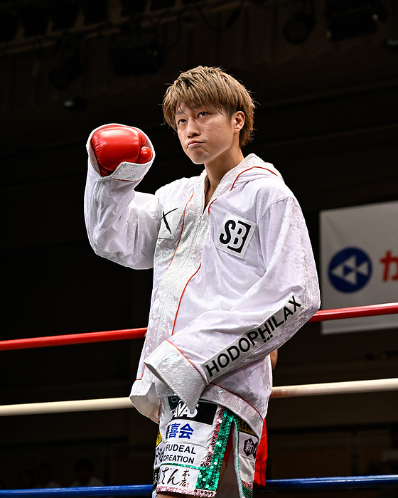 Toyo Pacific Flyweight Title Match Japan s Taku Kuwahara before the OPBF flyweight title bout at Korakuen Hall in Tokyo, Japan, July 11, 2023.  Photo by Hiroaki Finito Yamaguchi AFLO 