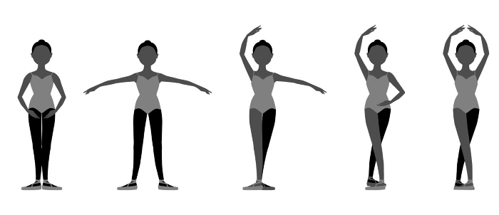 Clip art set of dancer silhouette_classical ballet position