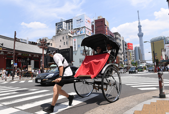 Asakusa  department store  July 18, 2023 Sketch Panoramic view Tourists riding on a rickshaw Location Asakusa