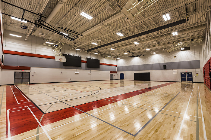 Canada New gymnasium in a recently renovated and upgraded rural high school  Namao, Alberta, Canada, by LJM Photo   Design Pics