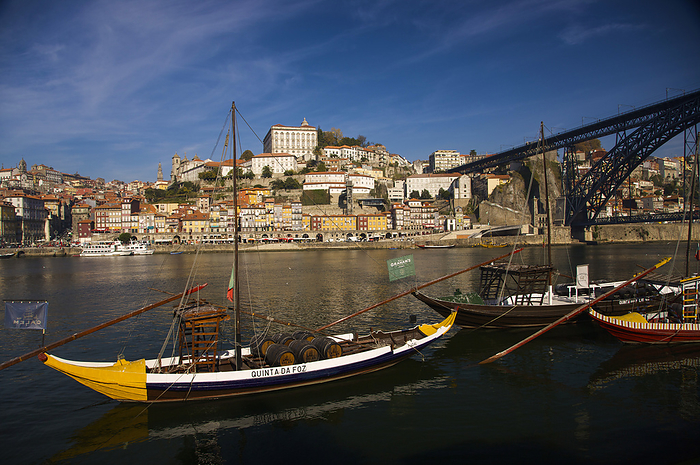 Porto, Portugal Wine barrels on boats in Oporto  Porto, Portugal, by Michael Melford   Design Pics