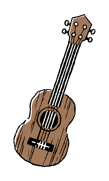 ukulele hand-drawn line drawing illustration