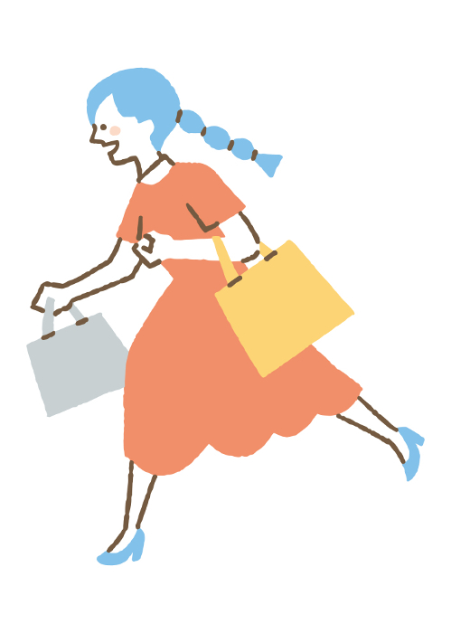 Woman running with shopping bags_Color