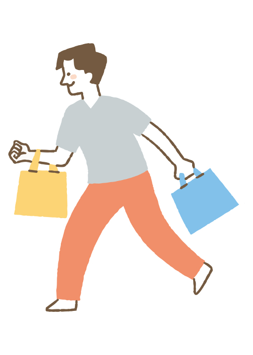 Man running with shopping bags_Color