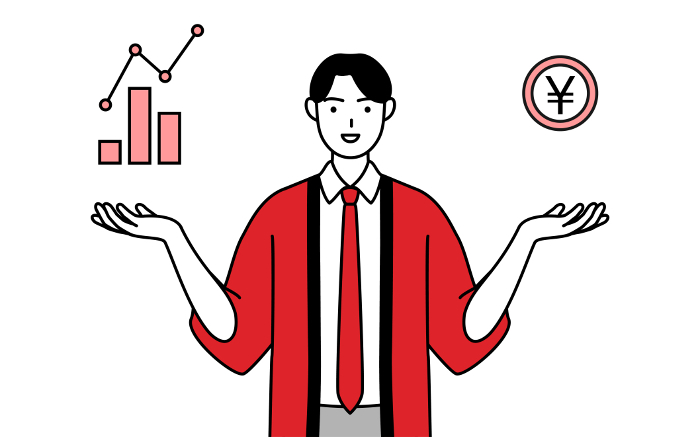 A salesman in a red happi coat guiding DX's image, performance and sales growth.