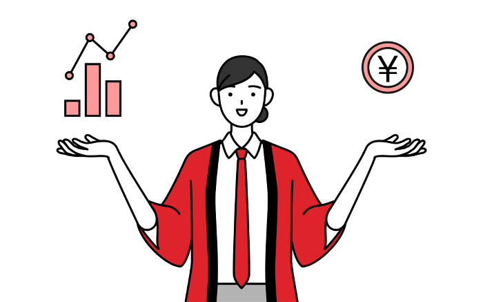 Saleswoman in red happi coat guiding DX's image, performance and sales improvement
