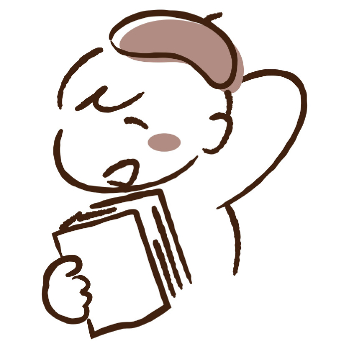 Illustration of a smiling person holding a book