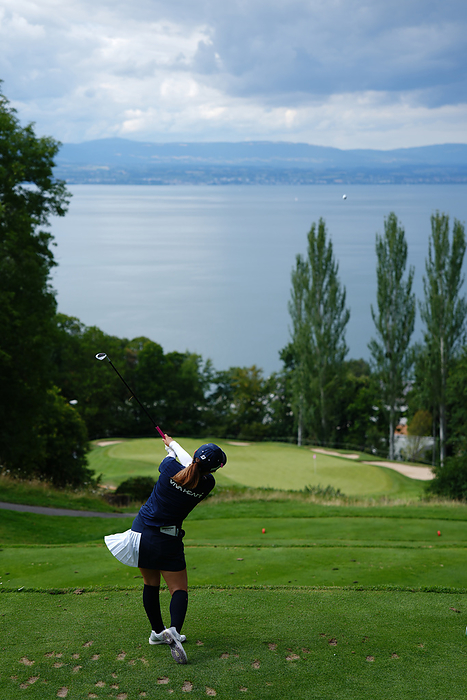 2023 Amundi Evian Championship Pro Am  Evian Championship Ayaka Furue shoots toward Lake Geneva in the Pro Am tournament  Photo by Daisuke Nishio  Date: 20230727