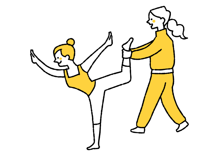A student being taught by a gymnastics coach