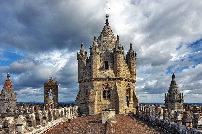 Tower of the Basuteca Sé de Nossa Senhora da Assunção Cathedral, Catedral de Te Masora, Portugal, by Zoonar/Jürgen Wiesl