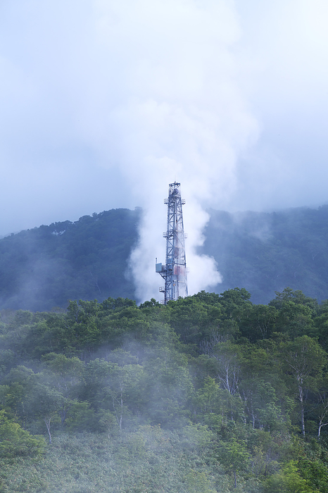 Steam eruption at drilling base for geothermal power generation resource survey Hokkaido, Japan From Oyunuma