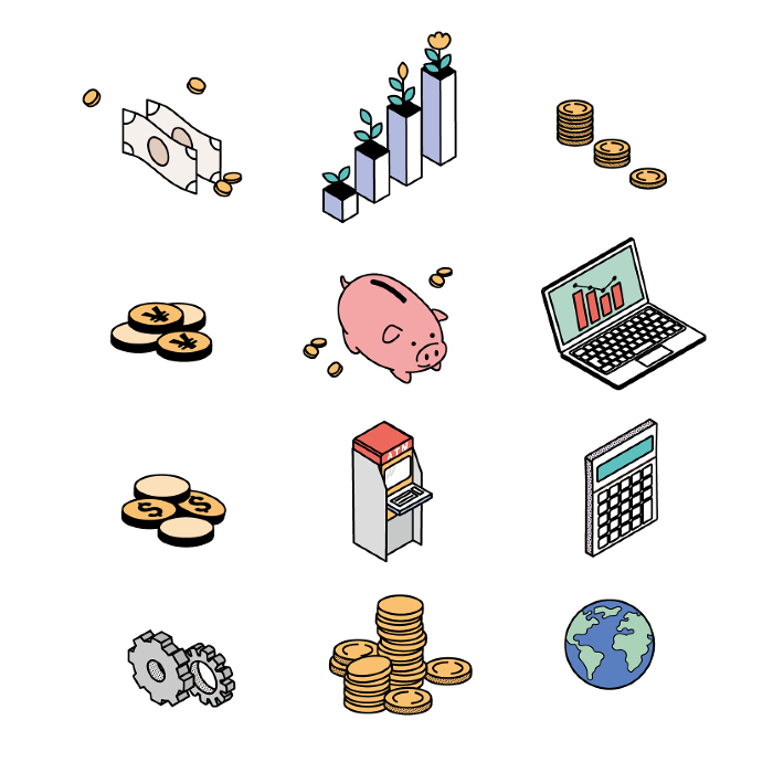 Isometric Composition Illustration set of images of asset management
