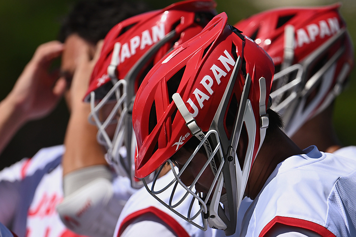 2023 Lacrosse Men s World Championships The detail shot of a Japan player s helmet during the 2023 World Lacrosse Men s Championship Pool B game between Uganda 0 18 Japan at SDSU Wolf Epoch Field in San Diego, California, United States, June 23, 2023.  Photo by Hidemitsu Kaito AFLO 