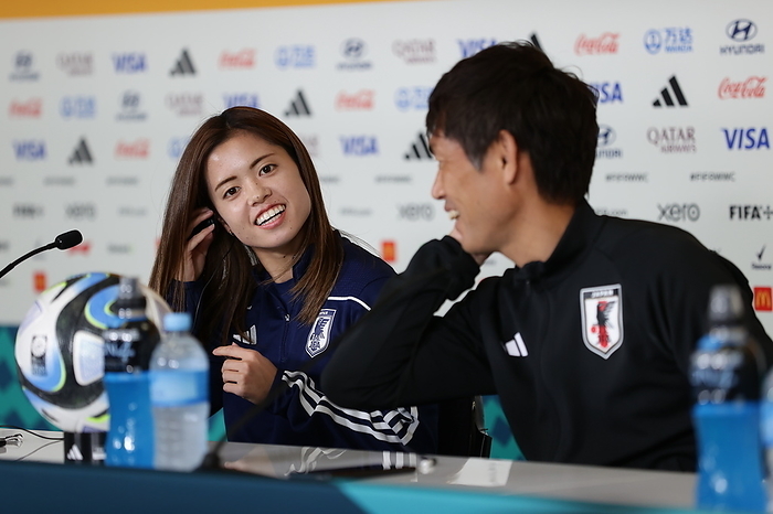 2023 FIFA Women s World Cup Japan Press Conference  L R  Yui HASEGAWA, Futoshi IKEDA  JPN , Aug 4, 2023   Football   Soccer :  14 Yui HASEGAWA, Head Coach Futoshi IKEDA of Japan attend a press conference ahead of the FIFA Womens World Cup Australia   New Zealand 2023 Round 16 match between Japan and Norway at Wellington Regional Stadium in Wellington, New Zealand.  Photo by AFLO 