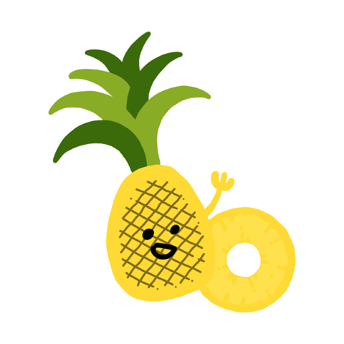 clip art of pineapple character hand-drawn color image