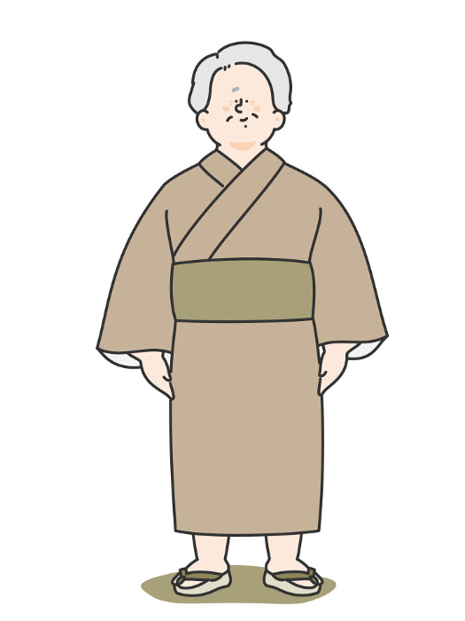 Illustration of elderly man in yukata