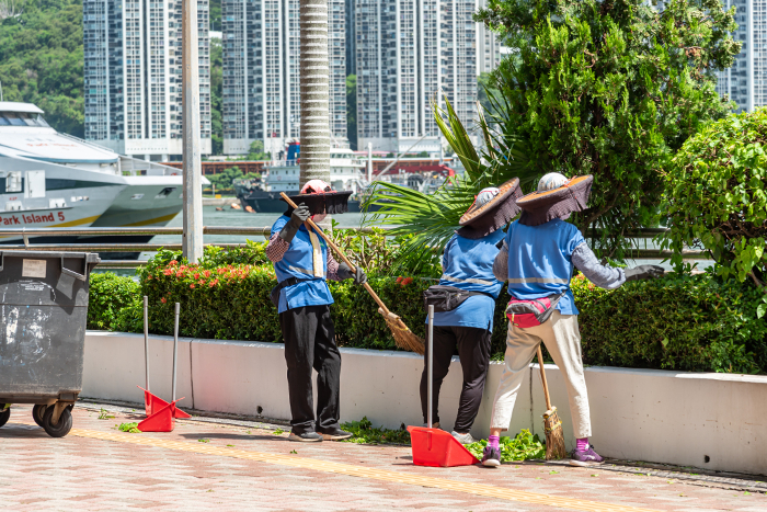 People pruning plants in Hong Kong