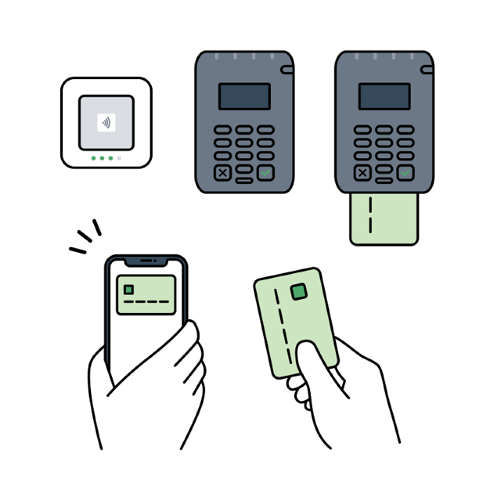 Cashless payment Smartphone, credit card reader set