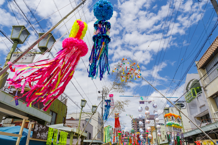 Bamboo decorations at the Anjo Tanabata Festival Anjo City, Aichi Prefecture