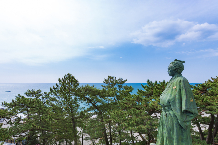 Statue of Ryoma Sakamoto at Katsurahama Beach, Kochi Prefecture