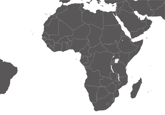 Map of African countries and neighboring countries, Atlantic Ocean, B&W