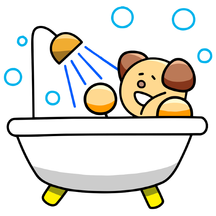 Clip art of bath time(reversible version) dog