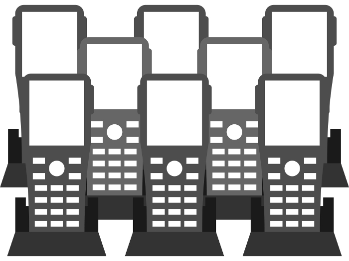 Illustration of many terminals in a row