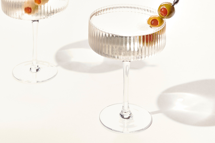 Two Martinis on White with Olives