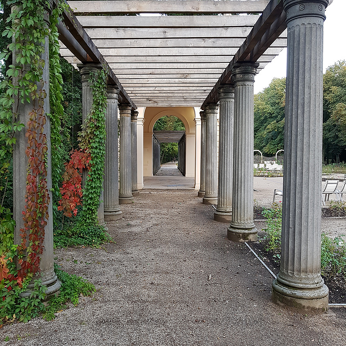 Pergola and pavilion in a park in autumn Pergola and pavilion in a park in autumn