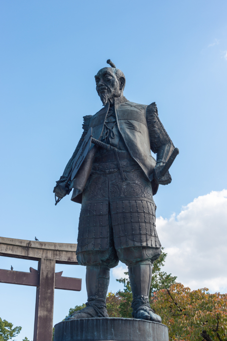 Statue of Hideyoshi Toyotomi erected at Toyokoku Shrine in Osaka Castle