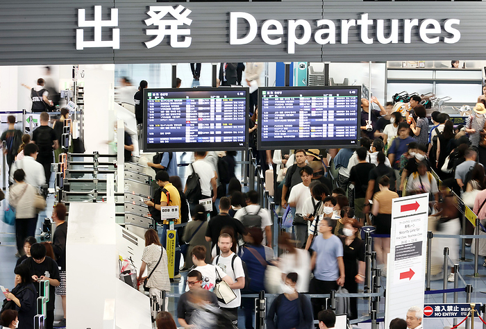 Haneda airport is crowded with holiday makers as summer vacation started August 11, 2023, Tokyo, Japan   An international terminal of Tokyo s Haneda airport is crowded with summer holidaymakers as a 10 day Bon holidays, summer vacation started on Friday, August 11, 2023.   photo by Yoshio Tsunoda AFLO 