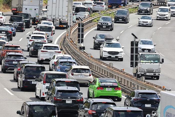 Motorists are caight in a traffic jam as Bon holidays started August 11, 2023, Tokyo, Japan   Motorists are caught in a traffic jam along a highway in Tokyo as a 10 day Bon holidays, summer vacation started on Friday, August 11, 2023.   photo by Yoshio Tsunoda AFLO 