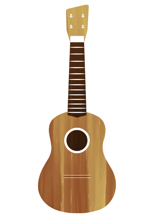 Watercolor illustration of ukulele without strings