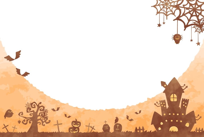 Simple and cute hand-drawn Halloween scenery illustration.