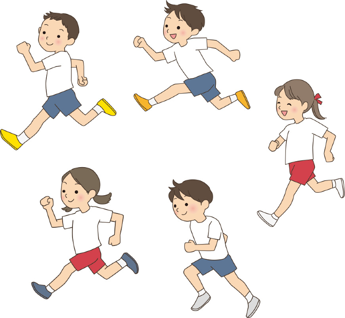 Five running children