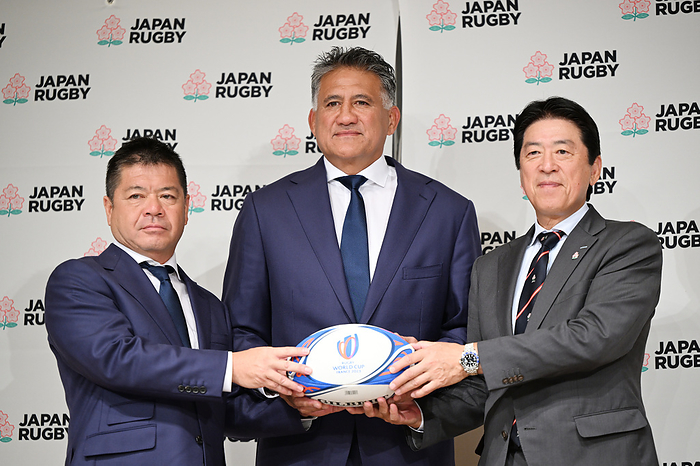 2023 Rugby World Cup Preview Japan Members Announced Yuichiro Fujii, Yuichiro Fujii Jamie Joseph head coach  JPN , Masato Tsuchida Masato Tsuchida, Masato Tsuchida AUGUST 15, 2023   Rugby : Japan Rugby Football Union Japan Rugby Football Union announcement of Japan representatives for the Japan Rugby Football Union announcement of Japan representatives for the South Africa Rugby World Cup  Photo by MATSUO.  Photo by MATSUO. K AFLO SPORT 