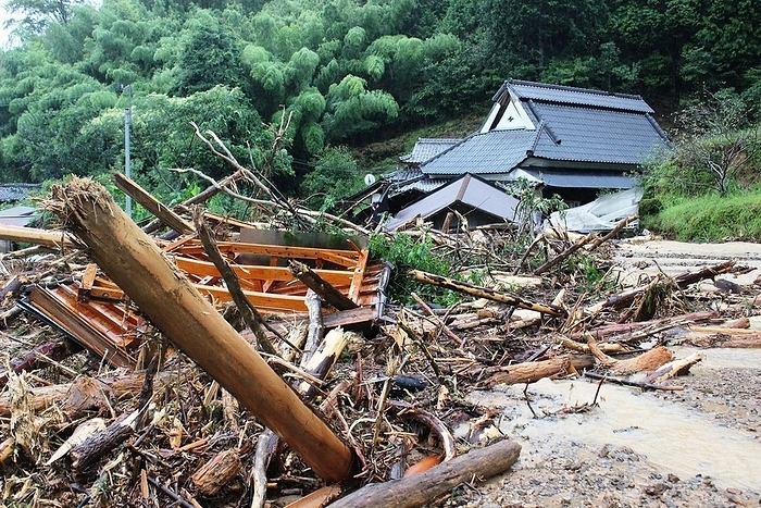 Typhoon Ran, No. 7, crosses through Honshu A community where a garage and shed were damaged by a landslide caused by heavy rainfall from Typhoon No. 7 in Shinoda cho, Ayabe City, Kyoto Prefecture, Japan.