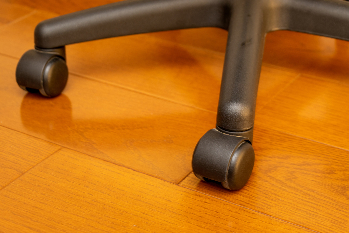 Casters attached to chair legs
